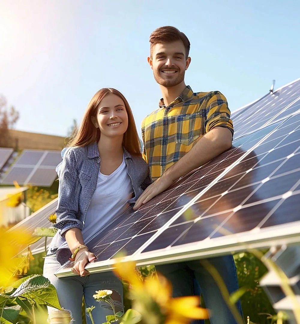 Home rooftop with solar panels